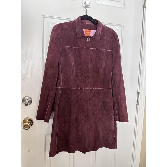 VTG Anonymous John Carlisle Coat Womens Medium Suede Button Up Jacket Y2K - Picture 3 of 8